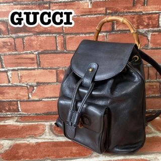 グッチ(Gucci)の美品　グッチ　バンブー　ミニリュック　ゴールド金具　竹　オールレザー(リュック/バックパック)