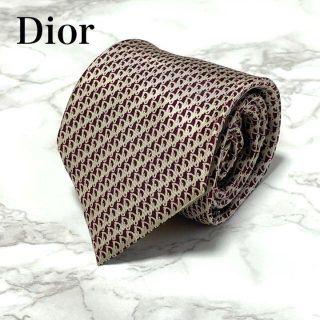 クリスチャンディオール(Christian Dior)の【超美品❗️】Dior トロッター柄　シルクネクタイ　総柄　ロゴ柄　ナロータイ(ネクタイ)