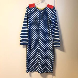 プチバトー(PETIT BATEAU)のPETIT BATEAU  プチバトー　ボーダーワンピース　青×白(ロングワンピース/マキシワンピース)