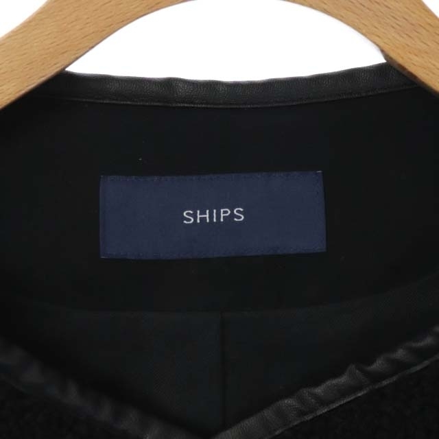 SHIPS(シップス)のシップス SHIPS ボアコート ノーカラー 黒 ブラック /HK ■OS レディースのジャケット/アウター(その他)の商品写真