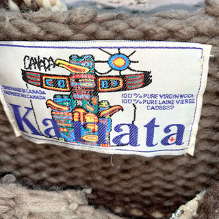 Kanata カナタ　カウチンセーター　カナダ製　フード付き　ノルディック柄