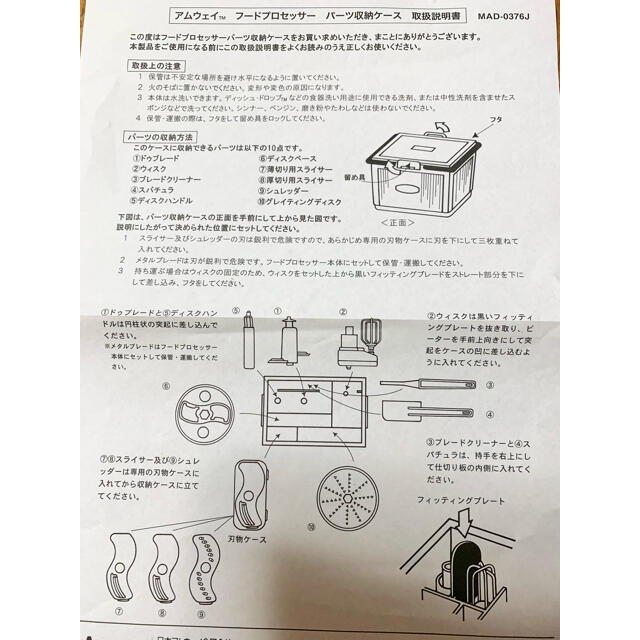 【最終値下げ】アムウェイ フードプロセッサー パーツ収納ケース 未使用パーツ収納ケース