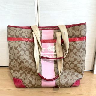 COACH - COACH コーチ トートバッグ ブラウンピンクロゴの通販 by ma's