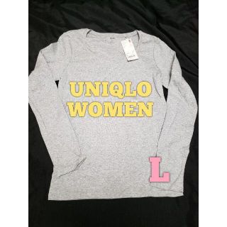 ユニクロ(UNIQLO)のUNIQLO WOMEN/スーピマコットン/クルーネック/Tシャツ/グレー/L(Tシャツ(長袖/七分))