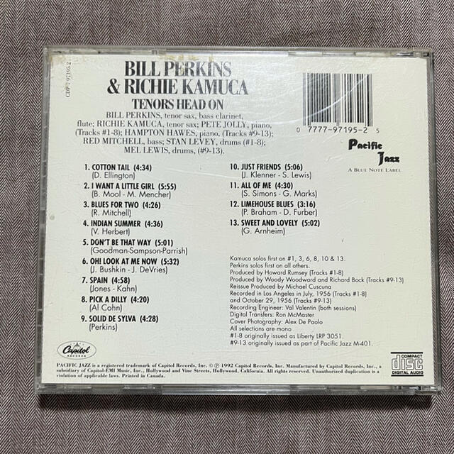 BILL PERKINS & RICHIE KAMUCA／TENORS HEAD エンタメ/ホビーのCD(ジャズ)の商品写真