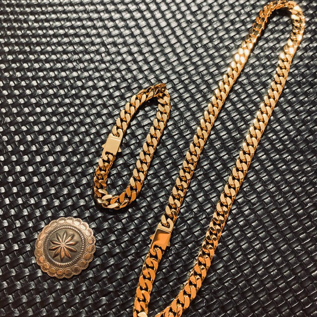 10mm幅】キューバリンクチェーン18kゴールドブレスレット&ネックレス