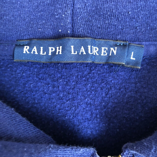 Ralph Lauren(ラルフローレン)のラルフローレン刺繍ビッグポニーネイビーワンポイントロゴジップアップパーカーL古着 レディースのトップス(パーカー)の商品写真