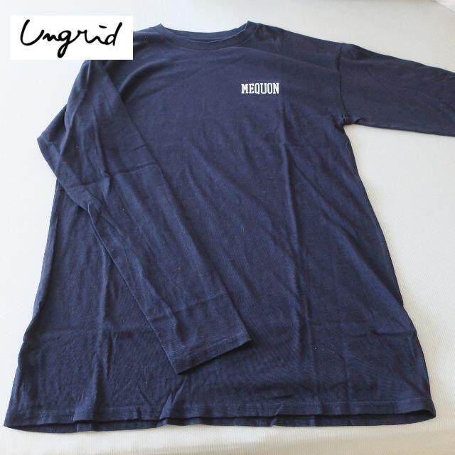 Ungrid(アングリッド)のアングリッド　アメリカウィスコンシン州MEQUONプリントTシャツ　ブラック レディースのトップス(Tシャツ(長袖/七分))の商品写真