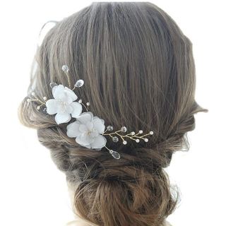 ヘアアクセサリー 2点セット ヘッドドレス 結婚式 花 ウェディング ヘアアクセ(ヘッドドレス/ドレス)