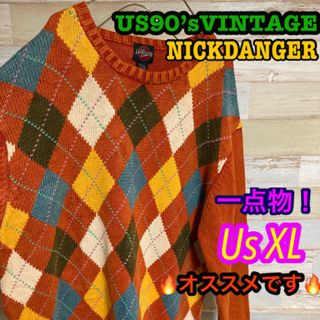 US90’s輸入物VINTAGE セーターゆるダボNICKDANGER一点物☆(ニット/セーター)