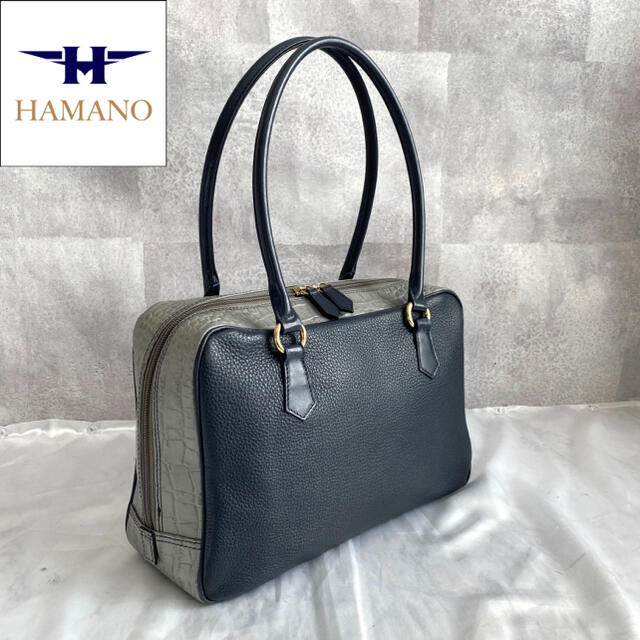 【美品】HAMANO ロイヤルモデル 黒 クロコダイル ハンドバッグ定価35万