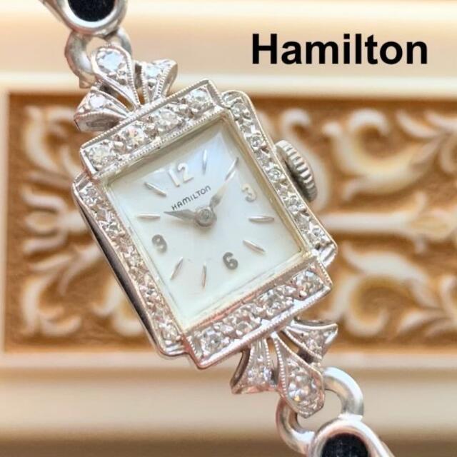 【高級時計ハミルトン】Hamilton 14K 24ダイヤ 手巻き 腕時計