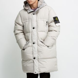 ストーンアイランド(STONE ISLAND)のGARMENT DYE HOODED LONG DOWN JKT / GRY(ダウンジャケット)