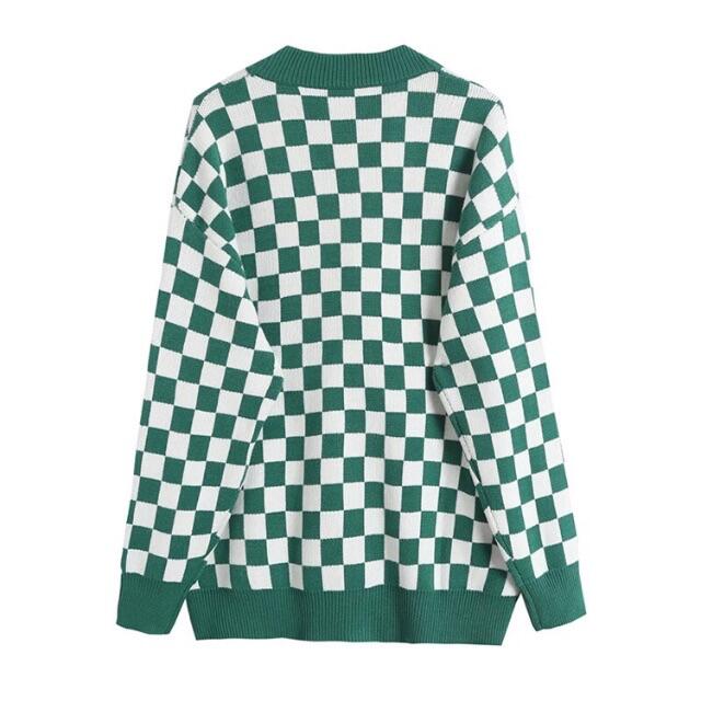 ZARA(ザラ)の🎃10月新作👻6197◆green ブロックチェック柄 ニット カーディガン  レディースのトップス(カーディガン)の商品写真