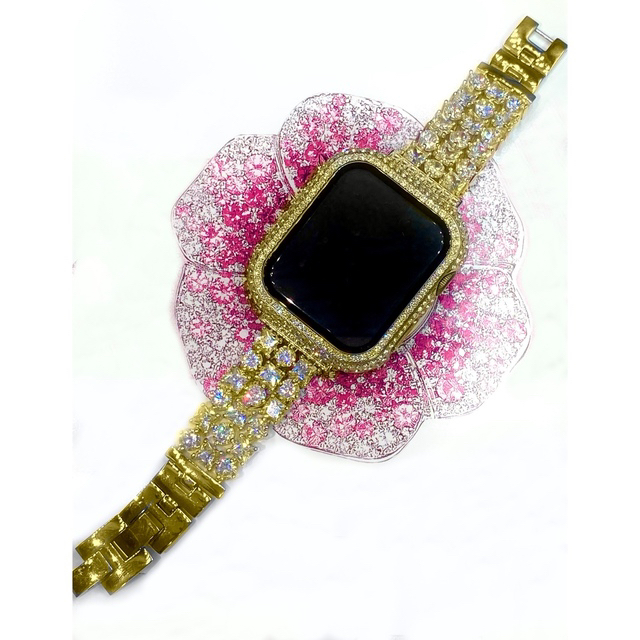 アップルウォッチ用カスタムセット　ジュエリーパヴェブレス腕時計