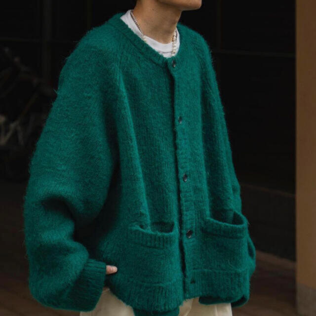 stein 20aw kid mohair cardigan green M | www.innoveering.net