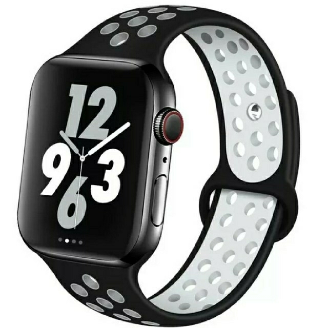 Apple Watch スポーツ バンド 42/44mm ブラック/ホワイト スマホ/家電/カメラのスマホアクセサリー(その他)の商品写真