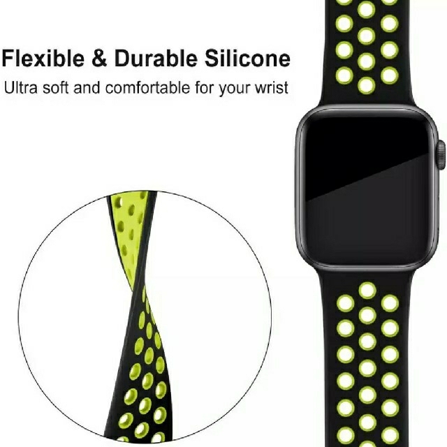 Apple Watch スポーツ バンド 42/44mm ブラック/ホワイト スマホ/家電/カメラのスマホアクセサリー(その他)の商品写真