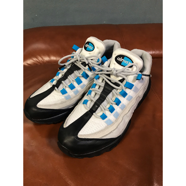NIKE AIR MAX95レザーブルー 27.5cm 超人気モデル | mawadgroup.com