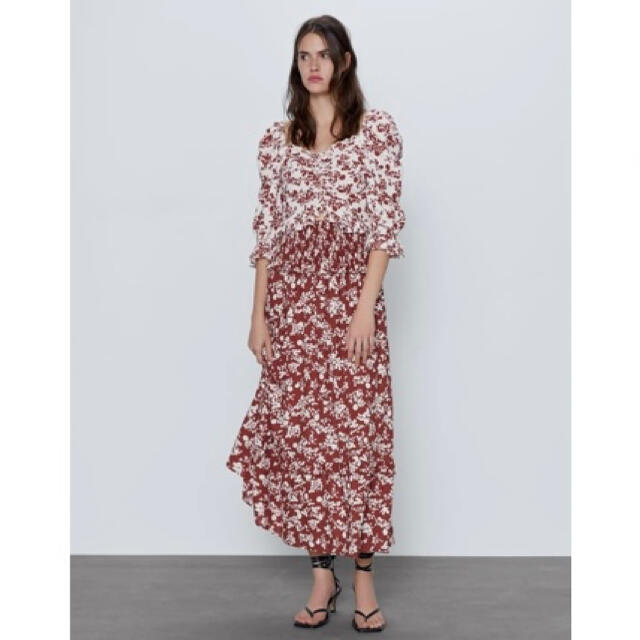 【送料無料!】ZARA プリント柄ラスティックスカート