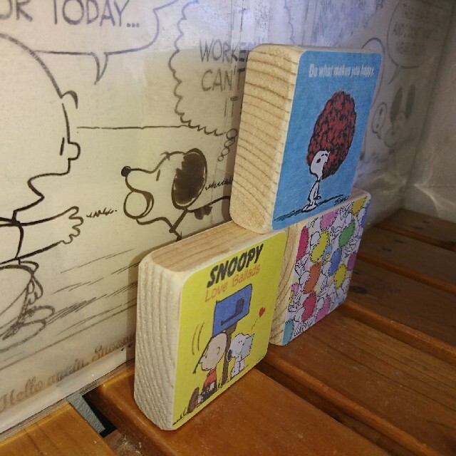 SNOOPY(スヌーピー)のスヌーピー インテリアブロック 木製オブジェ ハンドメイドのインテリア/家具(インテリア雑貨)の商品写真