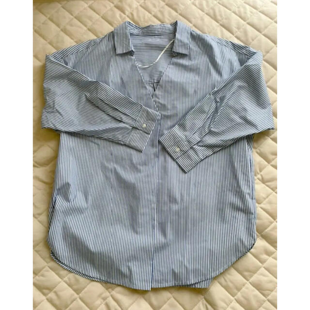 GU(ジーユー)のストライプオーバーサイズスキッパーシャツ　GU S レディースのトップス(シャツ/ブラウス(長袖/七分))の商品写真