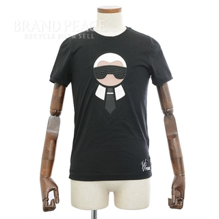 フェンディ(FENDI)のフェンディ ラブTシャツ カールラガーフェルド ブラック メンズ サイズ44(Tシャツ/カットソー(半袖/袖なし))