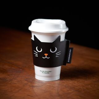 スターバックスコーヒー(Starbucks Coffee)の◆スリーブのみ◆スターバックス ヴィア アソート 黒ねこデザイン レザースリーブ(収納/キッチン雑貨)