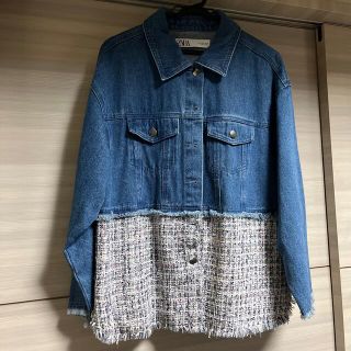 ザラ(ZARA)のZARA ツイードデニムジャケット(Gジャン/デニムジャケット)