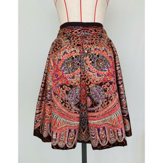 アナスイ(ANNA SUI)のANNA SUI 綿入りシルクスカーフタックスカート　超美品(ひざ丈スカート)