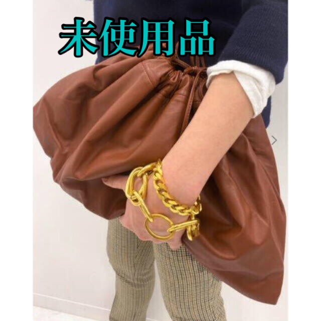 未使用品】STUDIO AMELIA ドロストギャザークラッチバッグ ブラウン