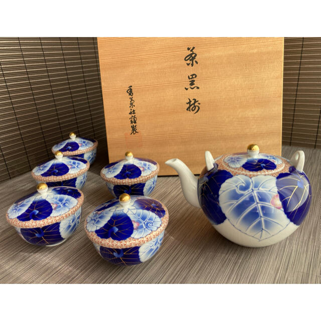 香蘭社　愁海棠　高級茶器セット　急須　蓋付き湯呑み