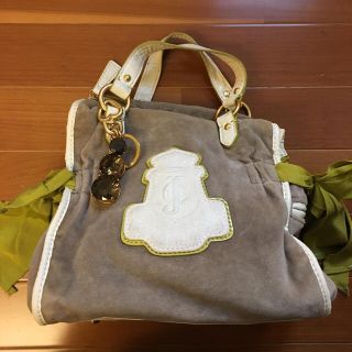 ジューシークチュール(Juicy Couture)のジューシークチュール グレー×グリーン ベロア素材ハンドバッグ♡(ハンドバッグ)