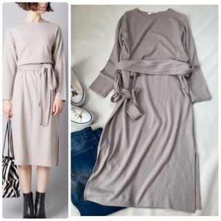 ドゥーズィエムクラス(DEUXIEME CLASSE)の美品✨ウィムガゼット ロングワンピース 秋服 ウール 長袖 リボンベルト(ロングワンピース/マキシワンピース)