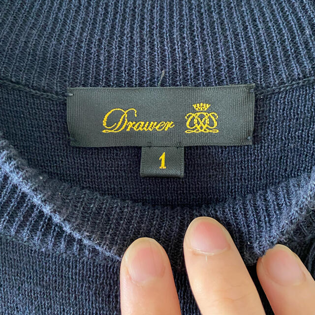 Drawer ネイビー 1の通販 by L shop|ドゥロワーならラクマ - drawer 定価約5.3万◆完売 フリンジボーダーニット 新作超歓迎