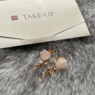 テイクアップ(TAKE-UP)のTAKE-UP 薔薇モチーフピアスK18&葉っぱモチーフピアスチャーム(ピアス)