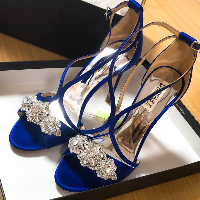 JIMMY CHOO(ジミーチュウ)のバッジェリーミシュカ　ロイヤルブルー　サテン生地シューズ　ブライダルシューズ レディースの靴/シューズ(ハイヒール/パンプス)の商品写真