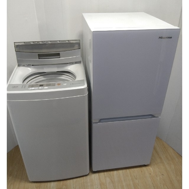 冷蔵庫　洗濯機　スリムタイプセット　ホワイト　ガラストップデザイン