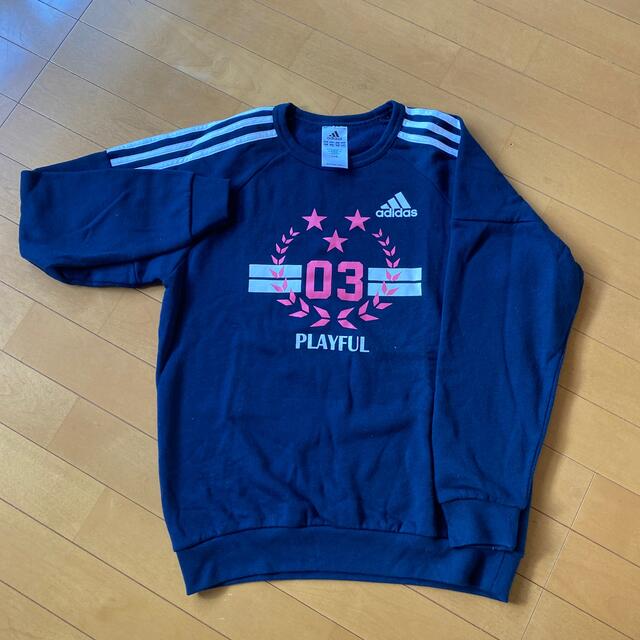 adidas(アディダス)のadidas アディダス　トレーナー　ネイビー　160 裏起毛 キッズ/ベビー/マタニティのキッズ服男の子用(90cm~)(その他)の商品写真