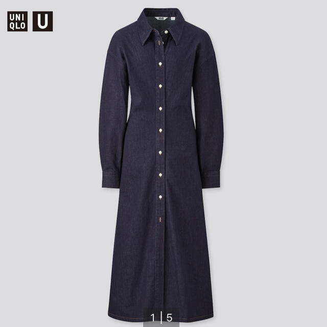 UNIQLO(ユニクロ)のデニムロングシャツワンピース レディースのワンピース(ロングワンピース/マキシワンピース)の商品写真