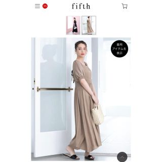 フィフス(fifth)の専用◆フィフス【田中亜希子監修】バックリボンバイカラーワンピース モカ M(ロングワンピース/マキシワンピース)