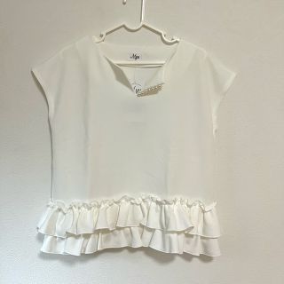 ザラ(ZARA)の新品未使用☆Myu スソフリルネックパールトップス(カットソー(半袖/袖なし))