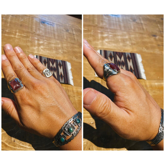 RRL(ダブルアールエル)の超希少!ビンテージミッドセンチュリーピンクストーンシルバーリング 16.5号 メンズのアクセサリー(リング(指輪))の商品写真