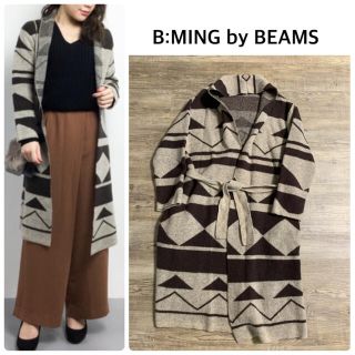 ビーミング ライフストア バイ ビームス(B:MING LIFE STORE by BEAMS)の【B:MING by BEAMS】幾何柄ニットガウン(カーディガン)