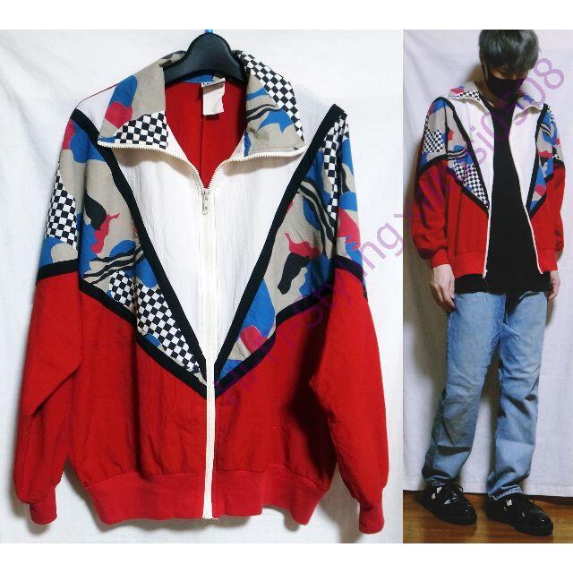 80s 90s インポート物 古着 ナイロンジャケット 赤 白 黒 青 | フリマアプリ ラクマ