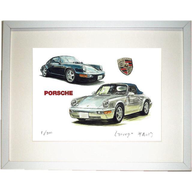 GC-438 Porsche911カブリオレ限定版画サイン額装済作家平右ヱ門