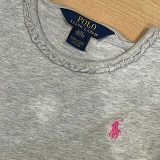 ポロラルフローレン(POLO RALPH LAUREN)の【最終値下げ】ラルフローレンPOLOフリル半袖Tシャツグレー100/3T/ピンク(Tシャツ/カットソー)