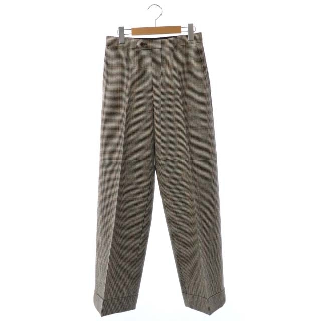ドゥロワー グレンチェックワイドパンツ 36 茶 ブラウン ベージュ