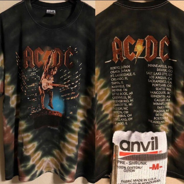 激レア US製  Ac/dc タイダイ バンドtシャツ オーバーサイズ バンT メンズのトップス(Tシャツ/カットソー(半袖/袖なし))の商品写真