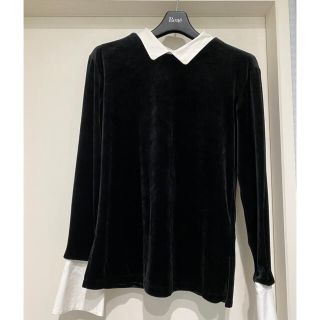 ルネ(René)の❤︎【Rene 】白襟ベロアトップス❤︎取外し可能カフス付❤︎size34❤︎(カットソー(長袖/七分))